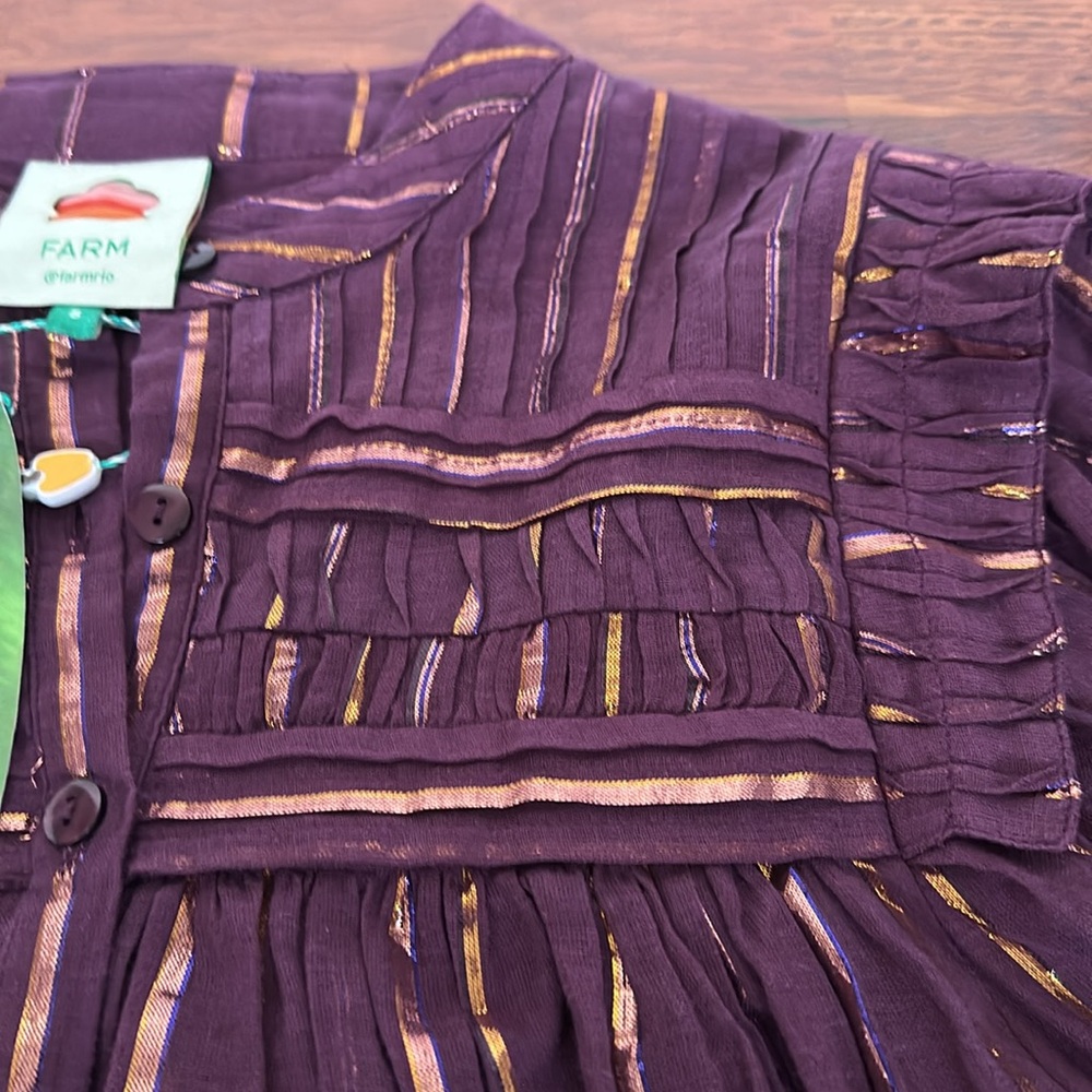 NWT FARM Rio Purple Button-Up Top - Picture 4 of 5